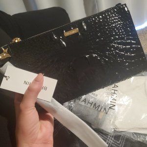 Black Croc Pattern  Wristlet and Matching Card Wallet Lanyard
